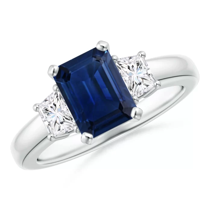 8x6mm aaa blue sapphire white gold ring 1