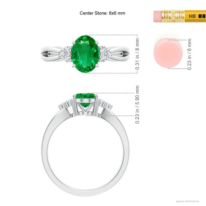 8x6mm aaa emerald p950 platinum ring 5 1