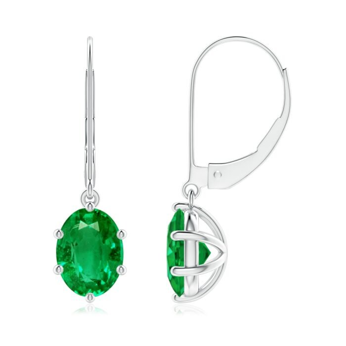 8x6mm aaa emerald white gold earrings