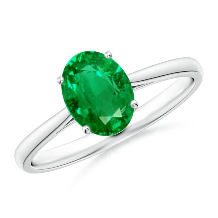 8x6mm aaa emerald white gold ring