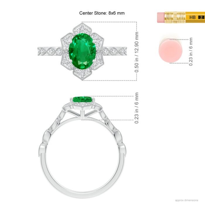 8x6mm aaa emerald white gold ring 5 1