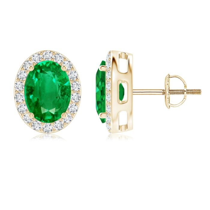 8x6mm aaa emerald yellow gold earrings