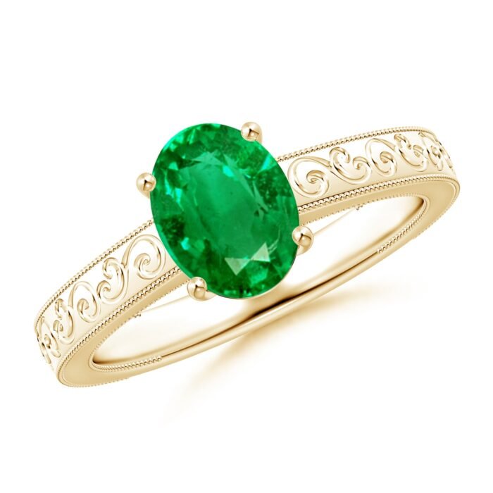 8x6mm aaa emerald yellow gold ring 2