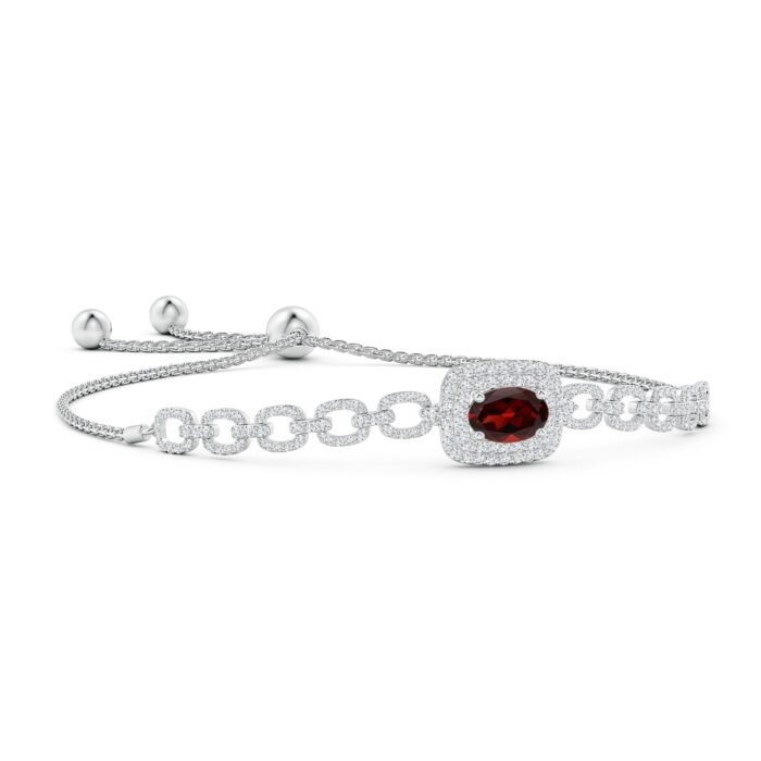 8x6mm aaa garnet white gold bracelet