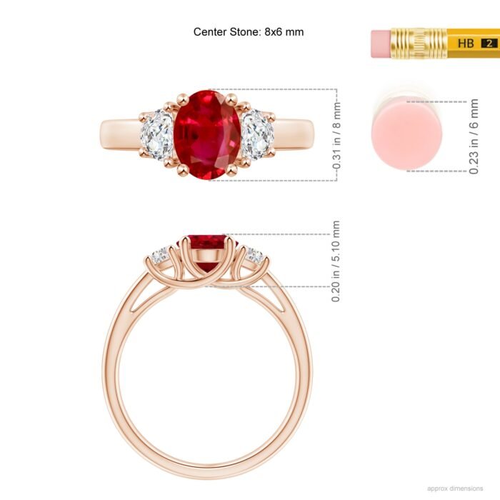 8x6mm aaa ruby rose gold ring 5