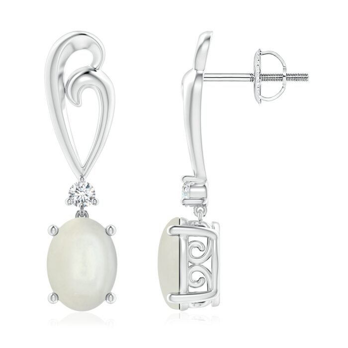 8x6mm aaaa moonstone white gold earrings