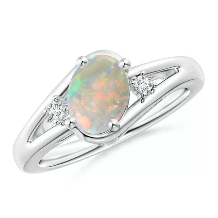 8x6mm aaaa opal white gold ring