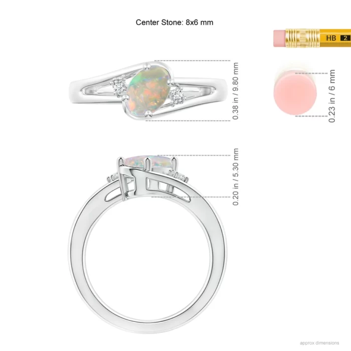 8x6mm aaaa opal white gold ring 5