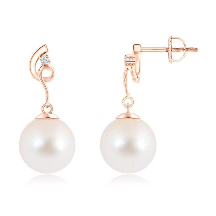 9mm aaa freshwater cultured pearl rose gold earrings 1