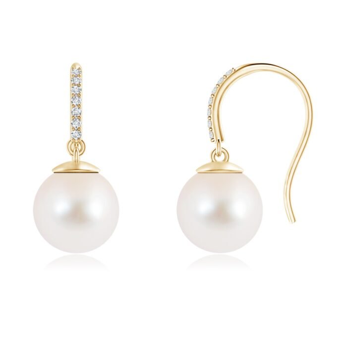 9mm aaa freshwater cultured pearl yellow gold earrings