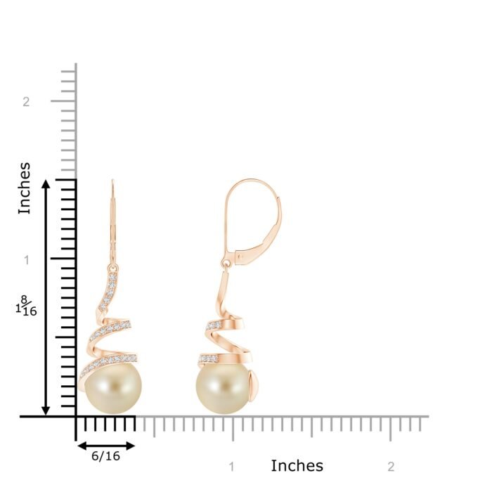 9mm aaa golden south sea cultured pearl rose gold earrings 2