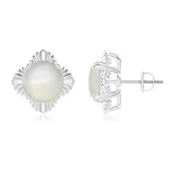 9mm aaa moonstone white gold earrings