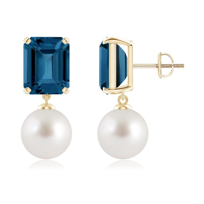 9mm aaa south sea cultured pearl yellow gold earrings