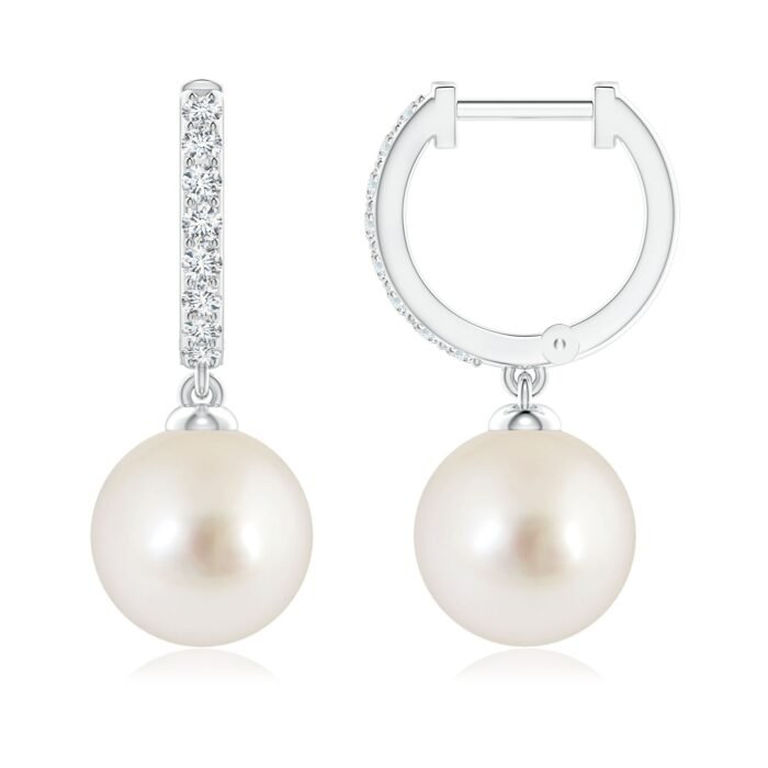 9mm aaaa south sea cultured pearl white gold earrings