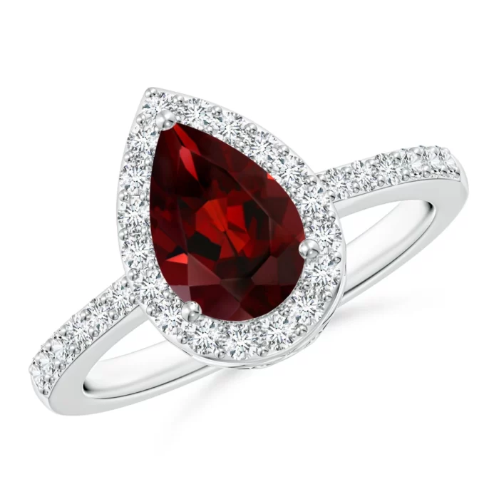 9x6mm aaa garnet white gold ring 2