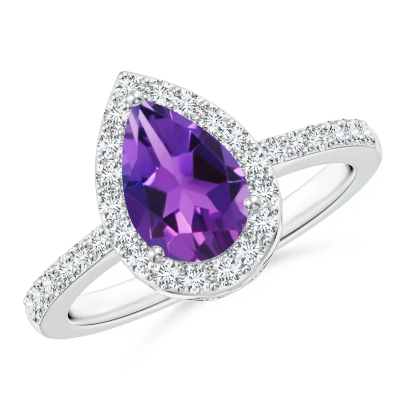 9x6mm aaaa amethyst white gold ring