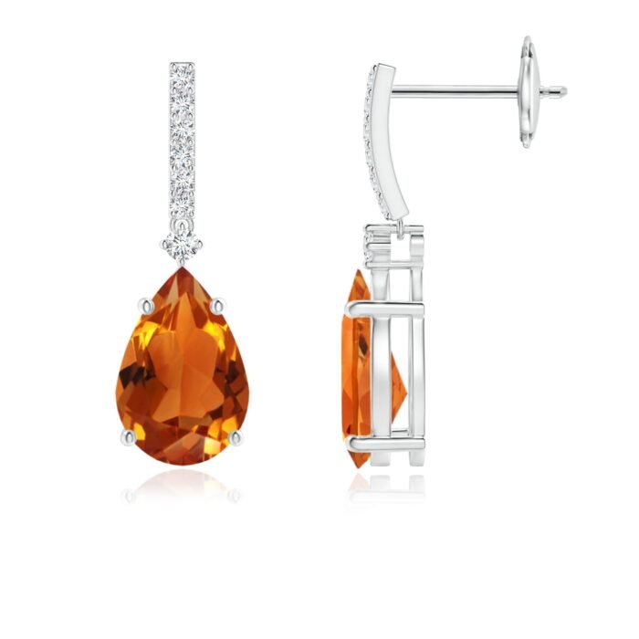 9x6mm aaaa citrine white gold earrings