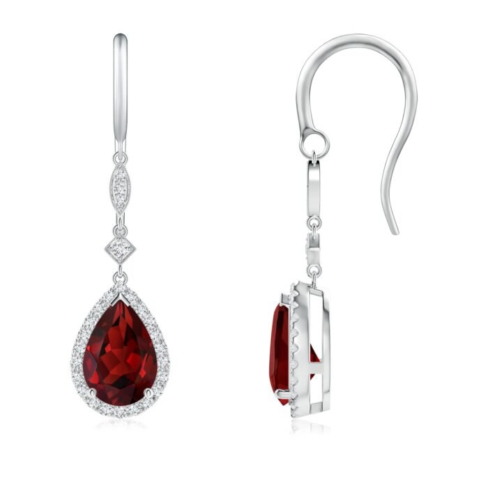 9x6mm aaaa garnet white gold earrings