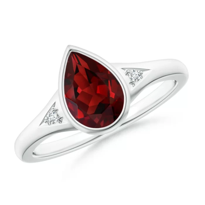 9x6mm aaaa garnet white gold ring