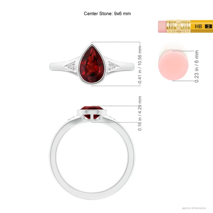 9x6mm aaaa garnet white gold ring 5