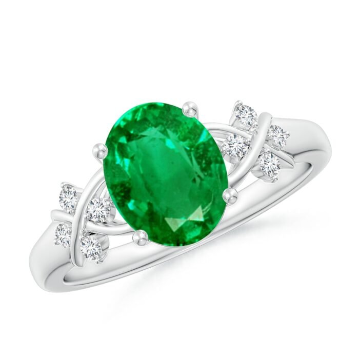 9x7mm aaa emerald white gold ring