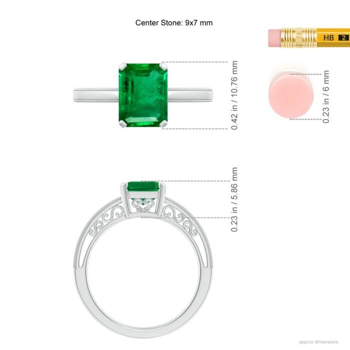 9x7mm aaa emerald white gold ring 5 1
