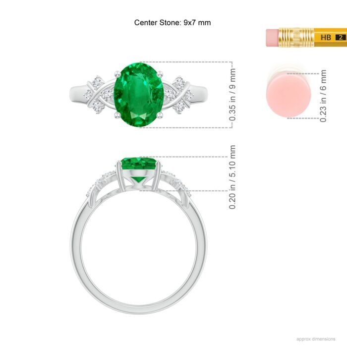 9x7mm aaa emerald white gold ring 5