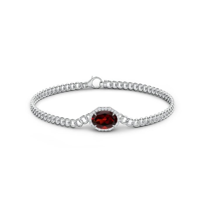 9x7mm aaa garnet white gold bracelet 2