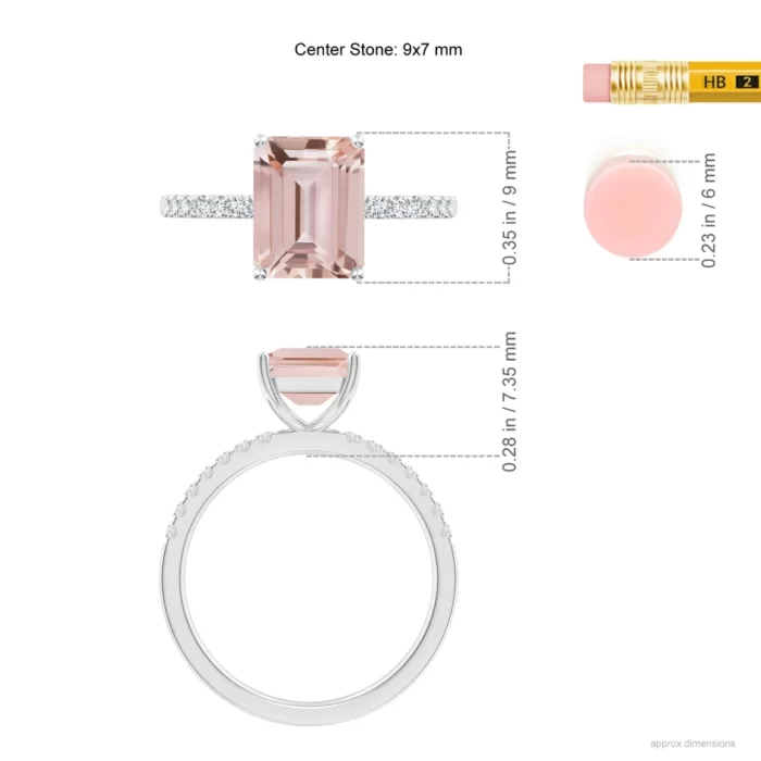 9x7mm aaa morganite white gold ring 5