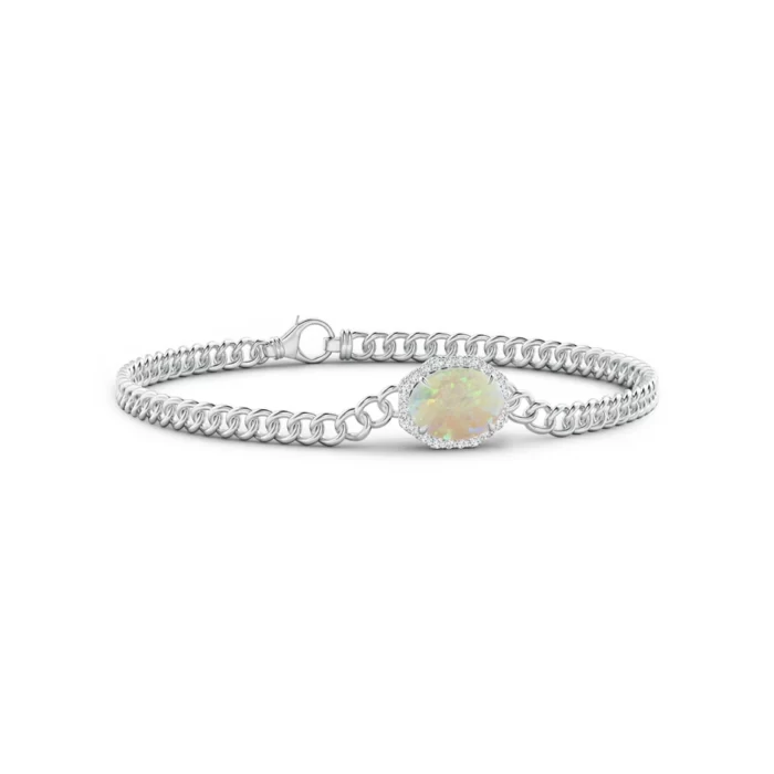 9x7mm aaa opal white gold bracelet