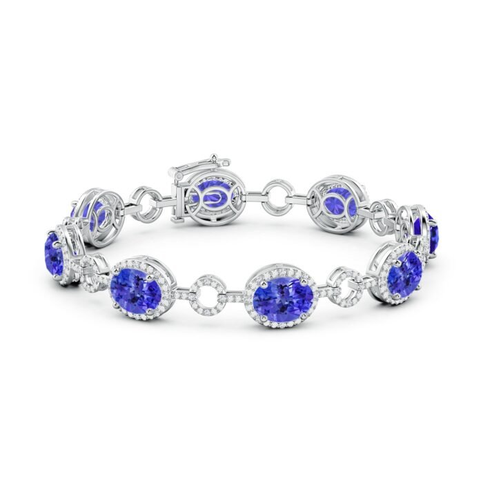 9x7mm aaa tanzanite white gold bracelet 200