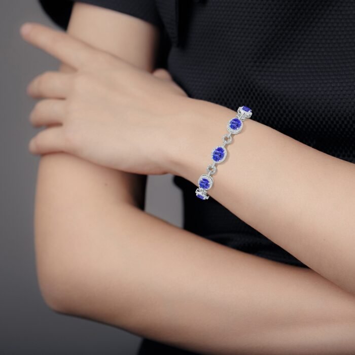 9x7mm aaa tanzanite white gold bracelet 300