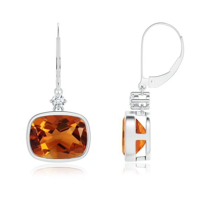 9x7mm aaaa citrine white gold earrings