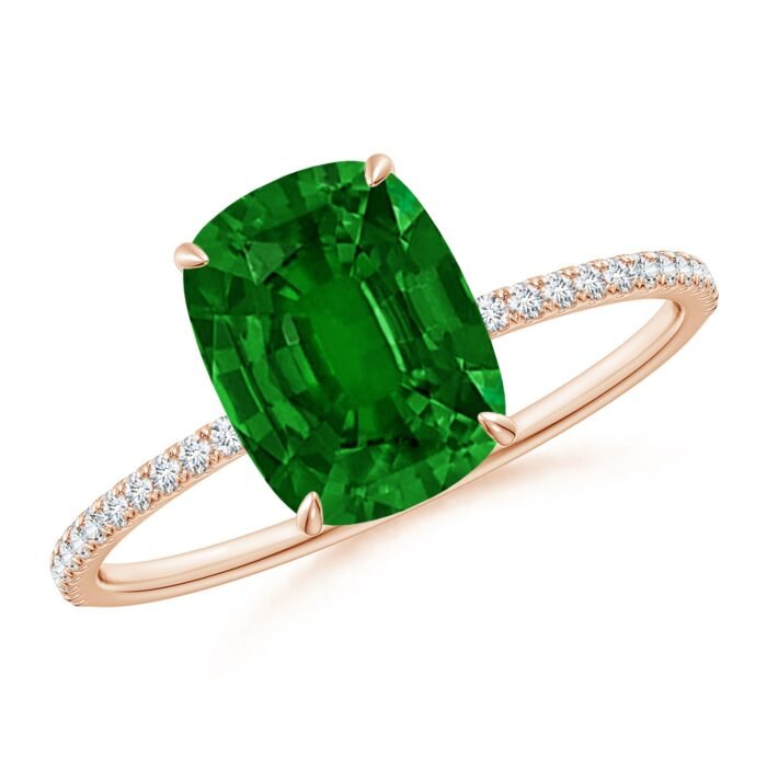 9x7mm aaaa emerald rose gold ring