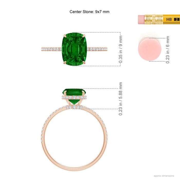9x7mm aaaa emerald rose gold ring 5