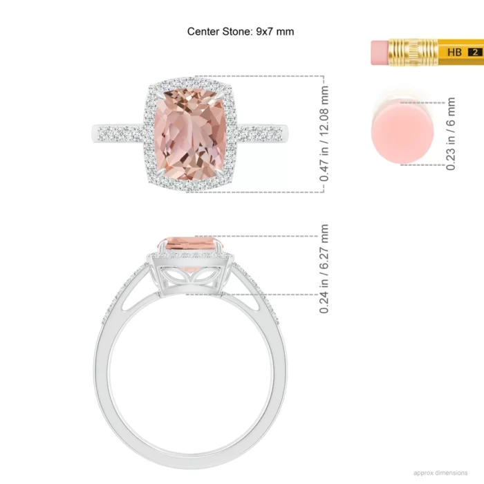 9x7mm aaaa morganite white gold ring 5