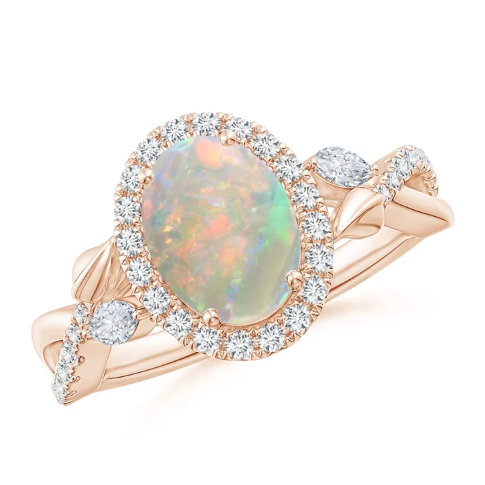9x7mm aaaa opal rose gold ring