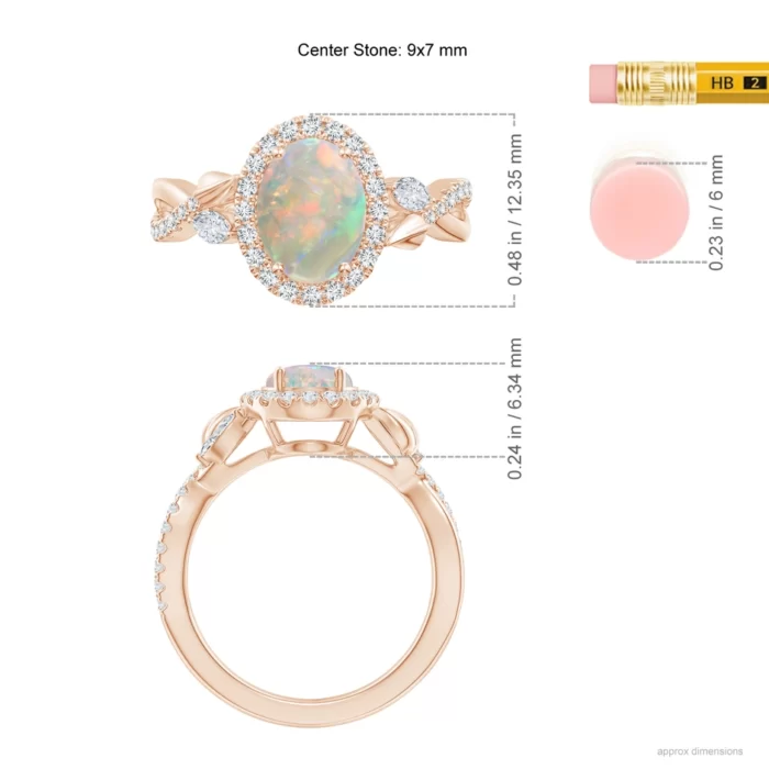9x7mm aaaa opal rose gold ring 5