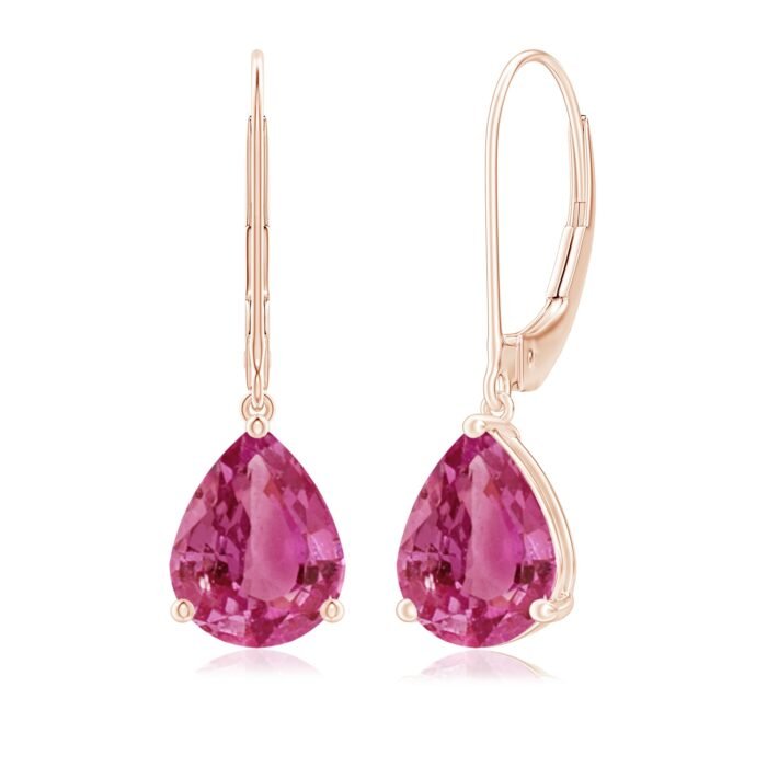 9x7mm aaaa pink sapphire rose gold earrings