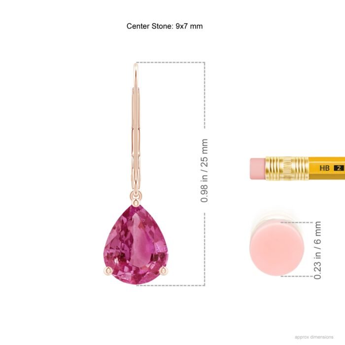 9x7mm aaaa pink sapphire rose gold earrings 2