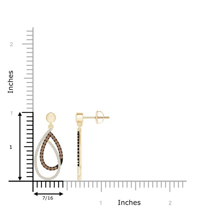 1.1mm aaa coffee diamond yellow gold earrings 2