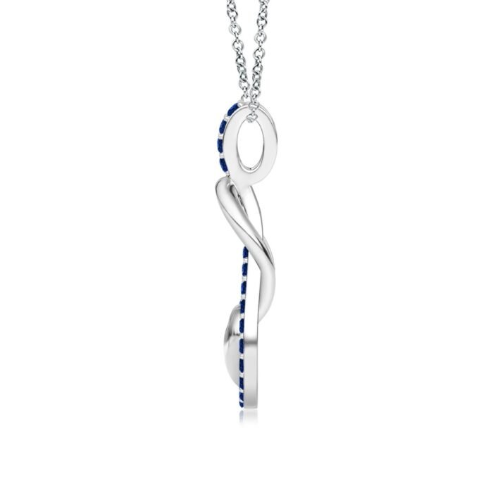 1.3mm aaaa blue sapphire white gold pendant 2