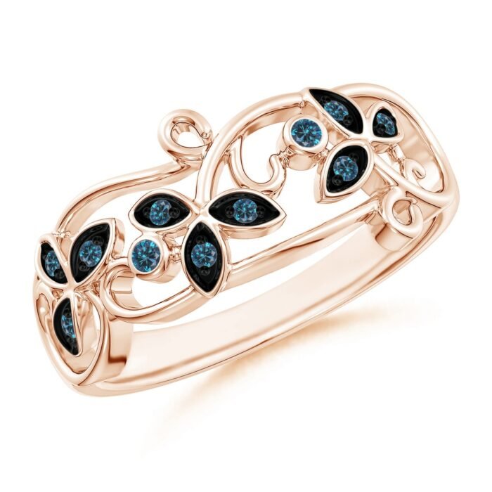 1.5mm aaa enhanced blue diamond rose gold ring
