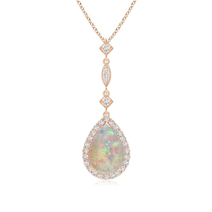 10x7mm aaaa opal rose gold pendant