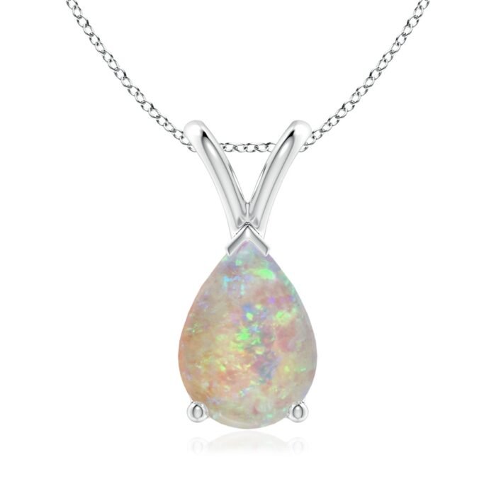 10x7mm aaaa opal white gold pendant