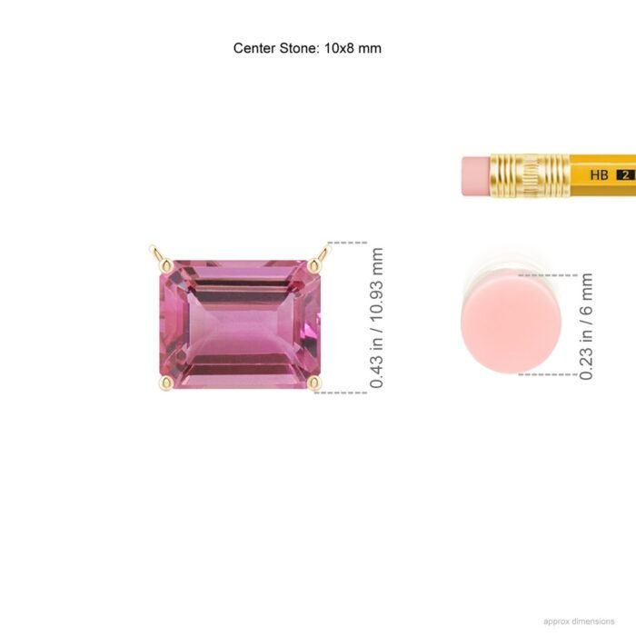 10x8mm aaa pink tourmaline yellow gold pendant 3