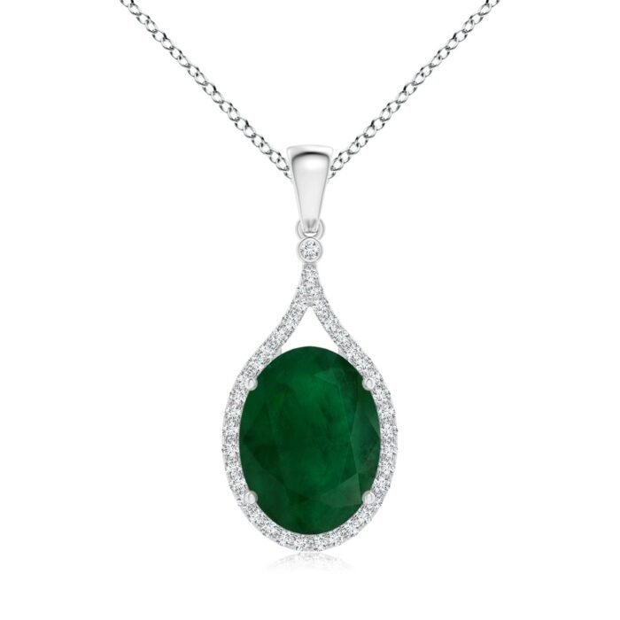 15.67x12.43x7.82mm aa emerald 18k white gold pendant