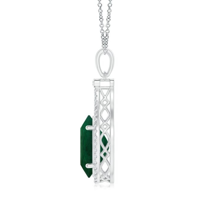 15.67x12.43x7.82mm aa emerald 18k white gold pendant 200