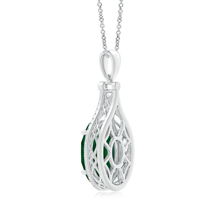 15.67x12.43x7.82mm aa emerald 18k white gold pendant 400