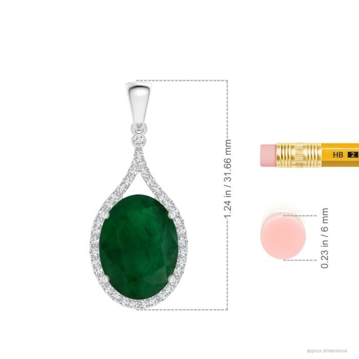 15.67x12.43x7.82mm aa emerald 18k white gold pendant 600